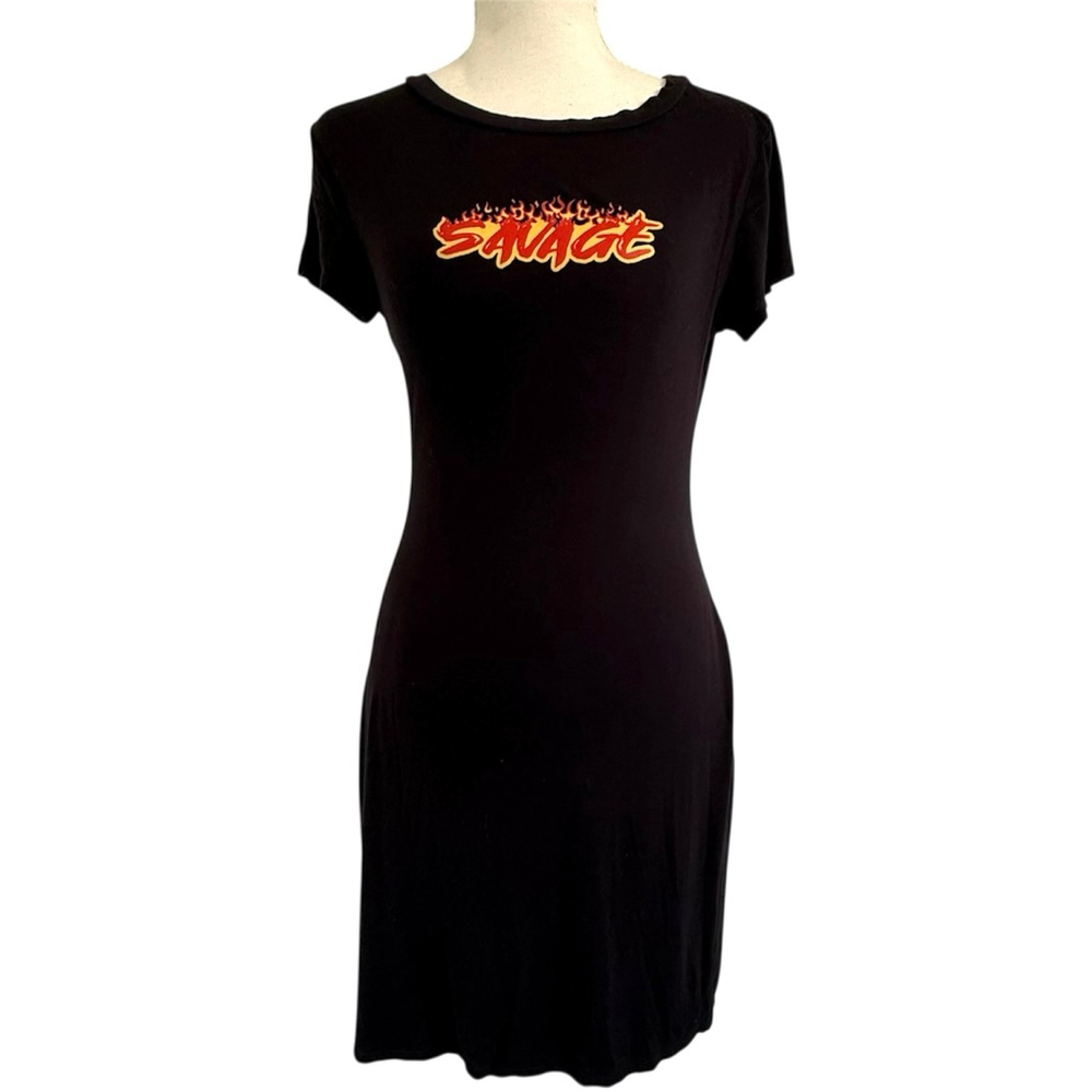 MRT 1030 Savage Flame Graphic Dress Ladder Cut Back Y2K M/L - Picture 1 of 6